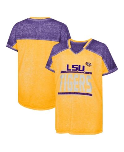 Outerstuff Детская футболка LSU Tigers, фиолетовая, двухцветная, V-образный вырез