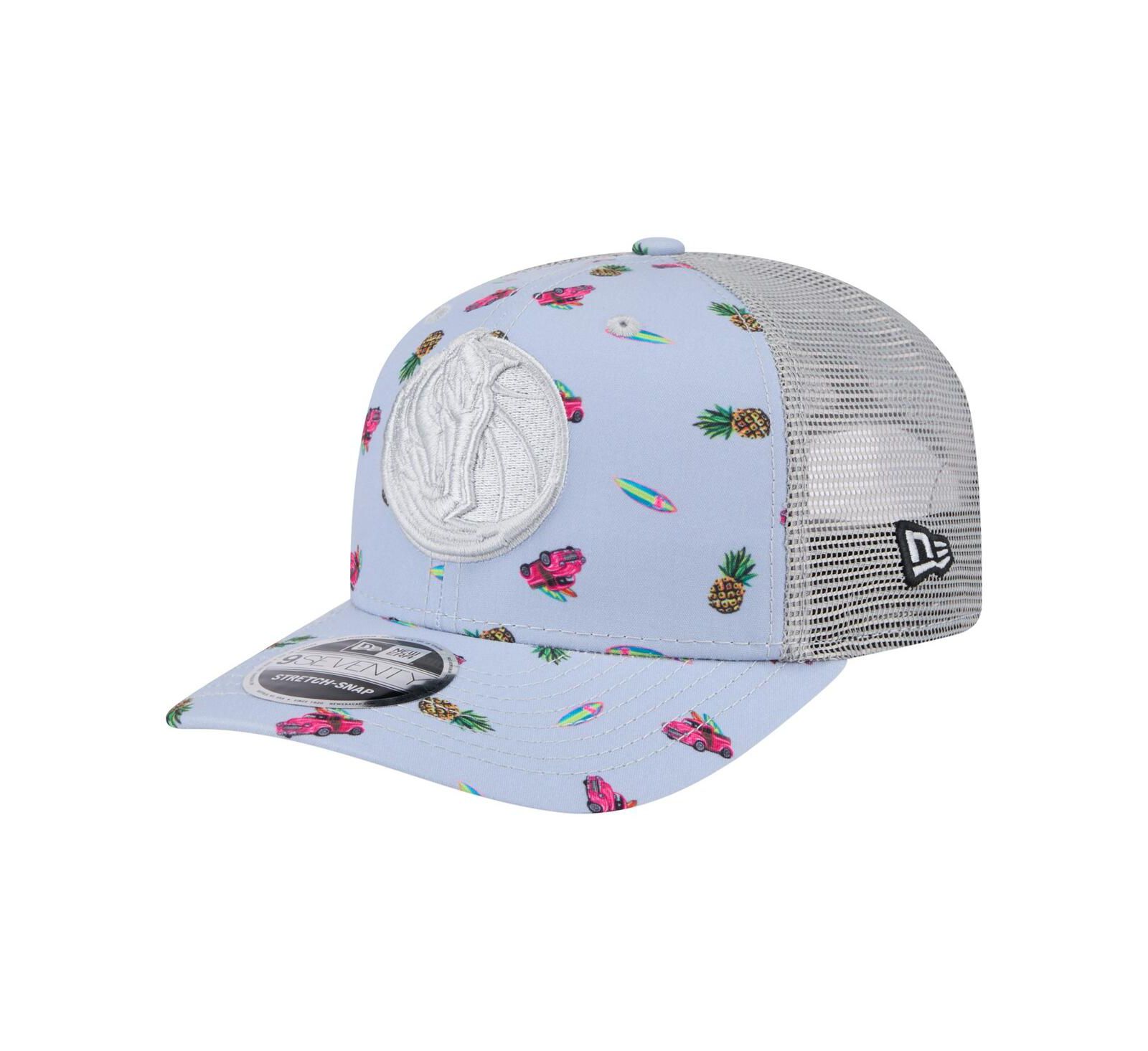 New Era Мужская кепка Dallas Mavericks Adventure Aloha Pattern 9SEVENTY Stretch-Snap, голубой/серый