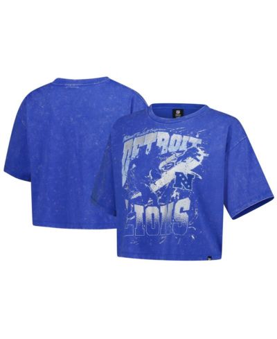 Женская футболка New Era Blue Detroit Lions Cropped Boxy Sport Classics Mineral Wash