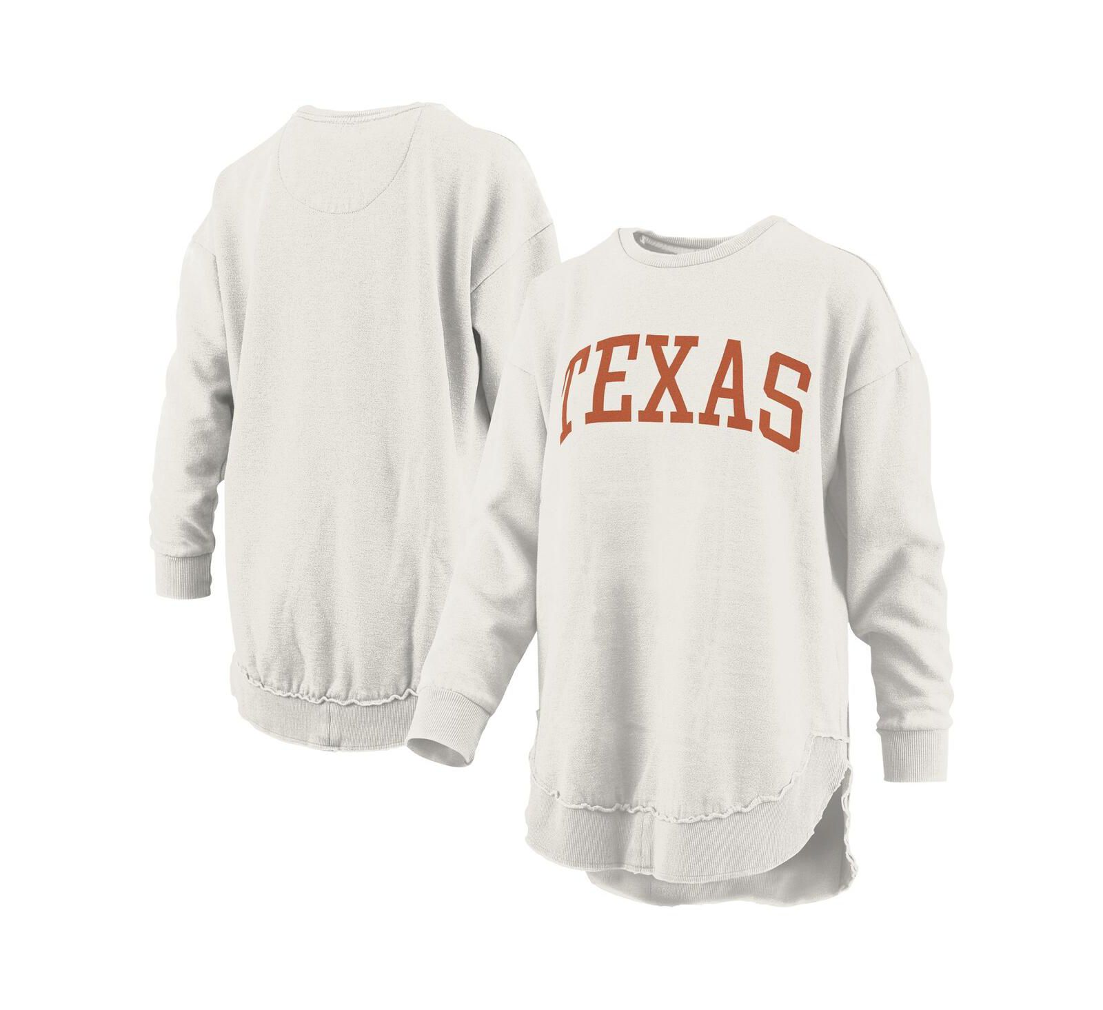 Женский пуловер Pressbox Oatmeal Texas Longhorns Mélange Poncho Vintage Fleece Long Sleeve