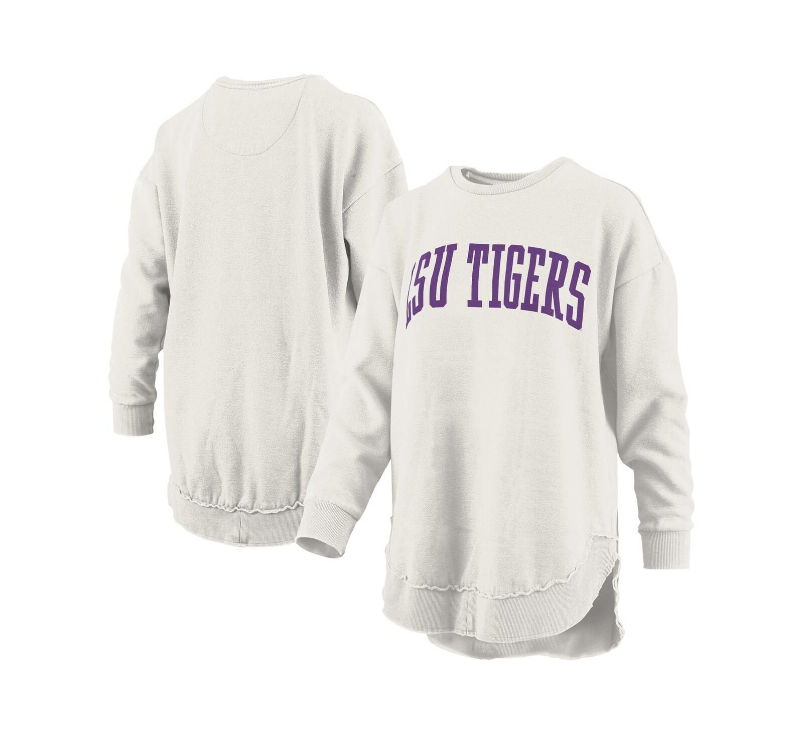 Женский винтажный флисовый пуловер-свитшот Pressbox Oatmeal LSU Tigers Mélange Poncho