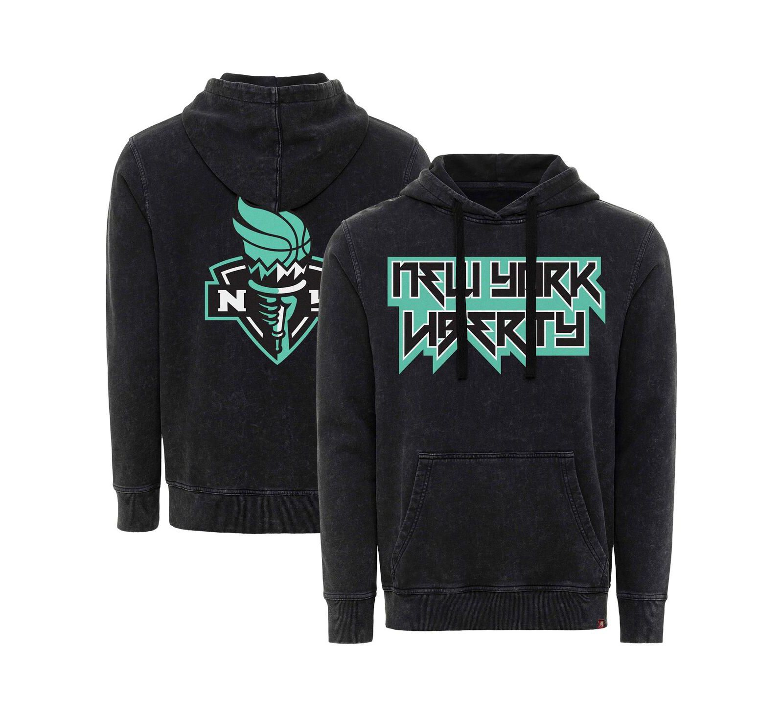 Худи Sportiqe Men's and Women's Black New York Liberty Rock Roll Collection Jimi Mineral Wash