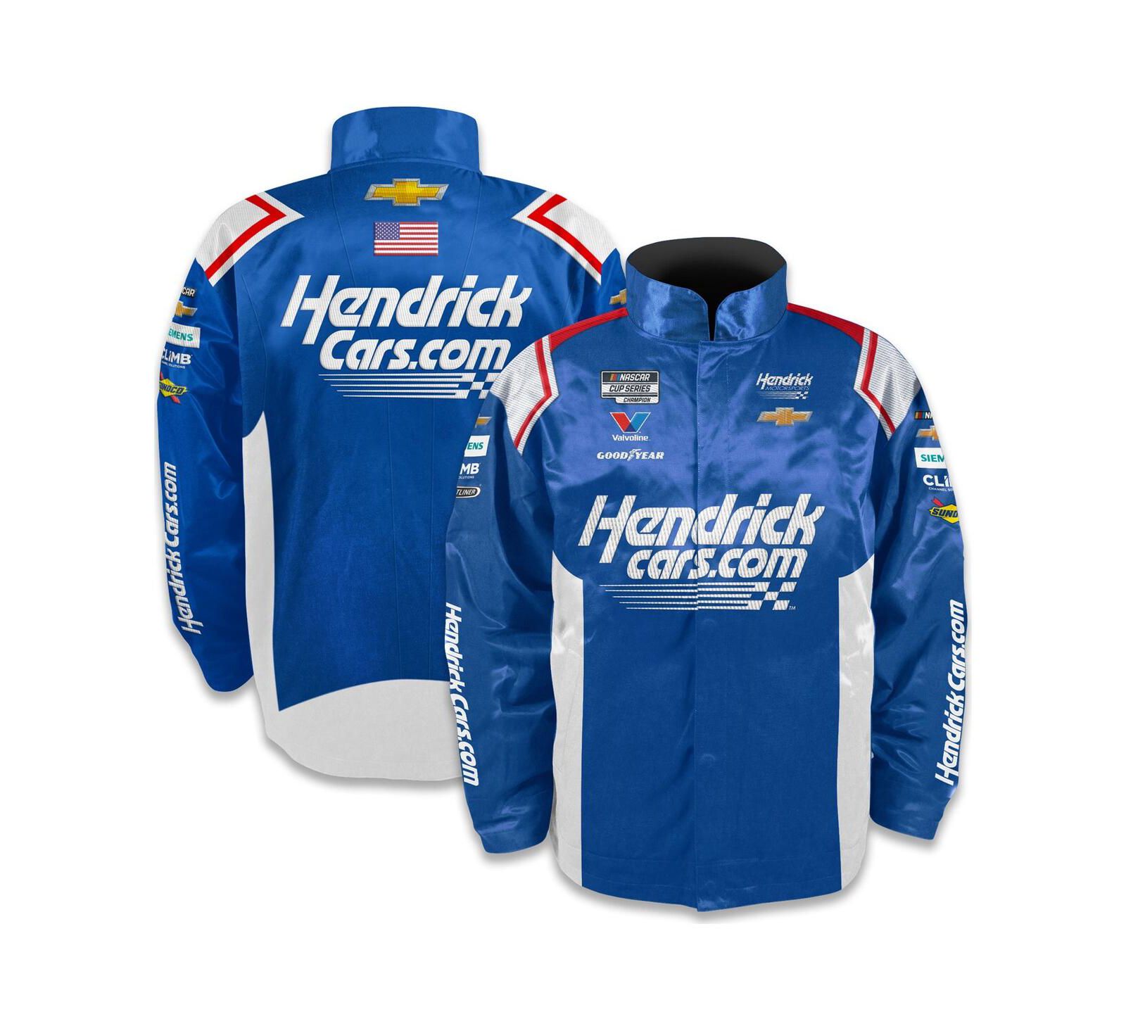 Hendrick Motorsports Team Collection Men's Blue Kyle Larson Hendrickcars.com Full-Snap Nylon Uniform Jacket