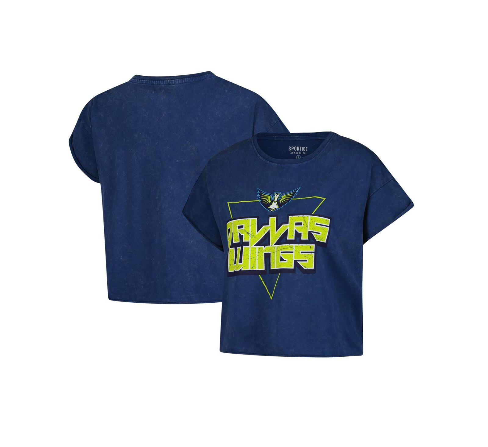 Sportiqe Женская темно-синяя укороченная футболка Dallas Wings Rock N Roll Collection Gwen Mineral Wash