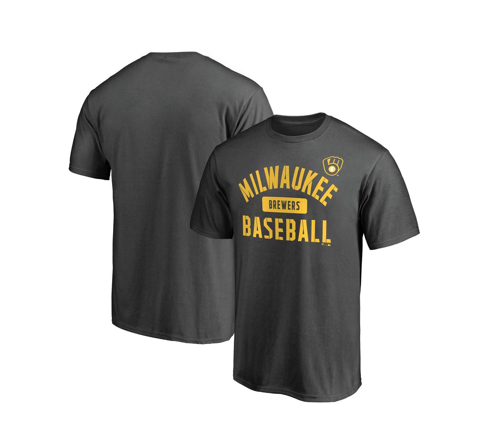 Fanatics Mto Label Men's Charcoal Milwaukee Brewers Iconic Primary Pill T-Shirt