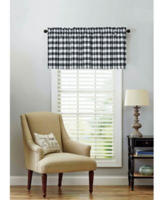 Kate Aurora Декоративная занавеска в клетку Gingham, черная, 58 in. W x 14 in. L