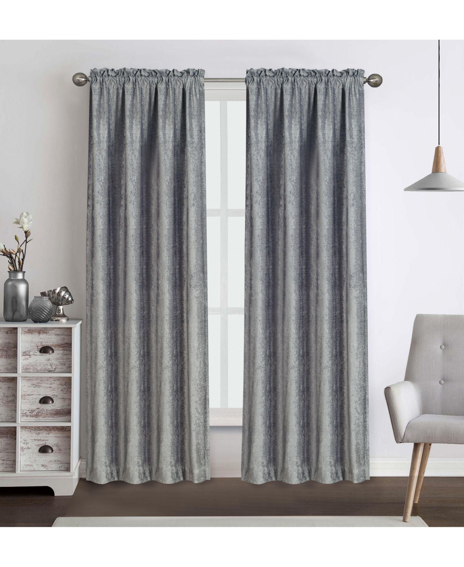 Kate Aurora 2 Piece Heavy Weight Light Filtering Rod Pocket Luxurious Royal Chenille Curtain Panels - Beige