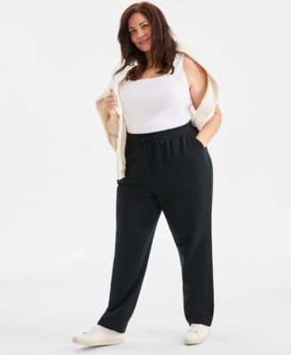 Style & Co Women's Plus Size Mid Rise Drawstring-Waist Fleece Pant, Macy's Exclusive