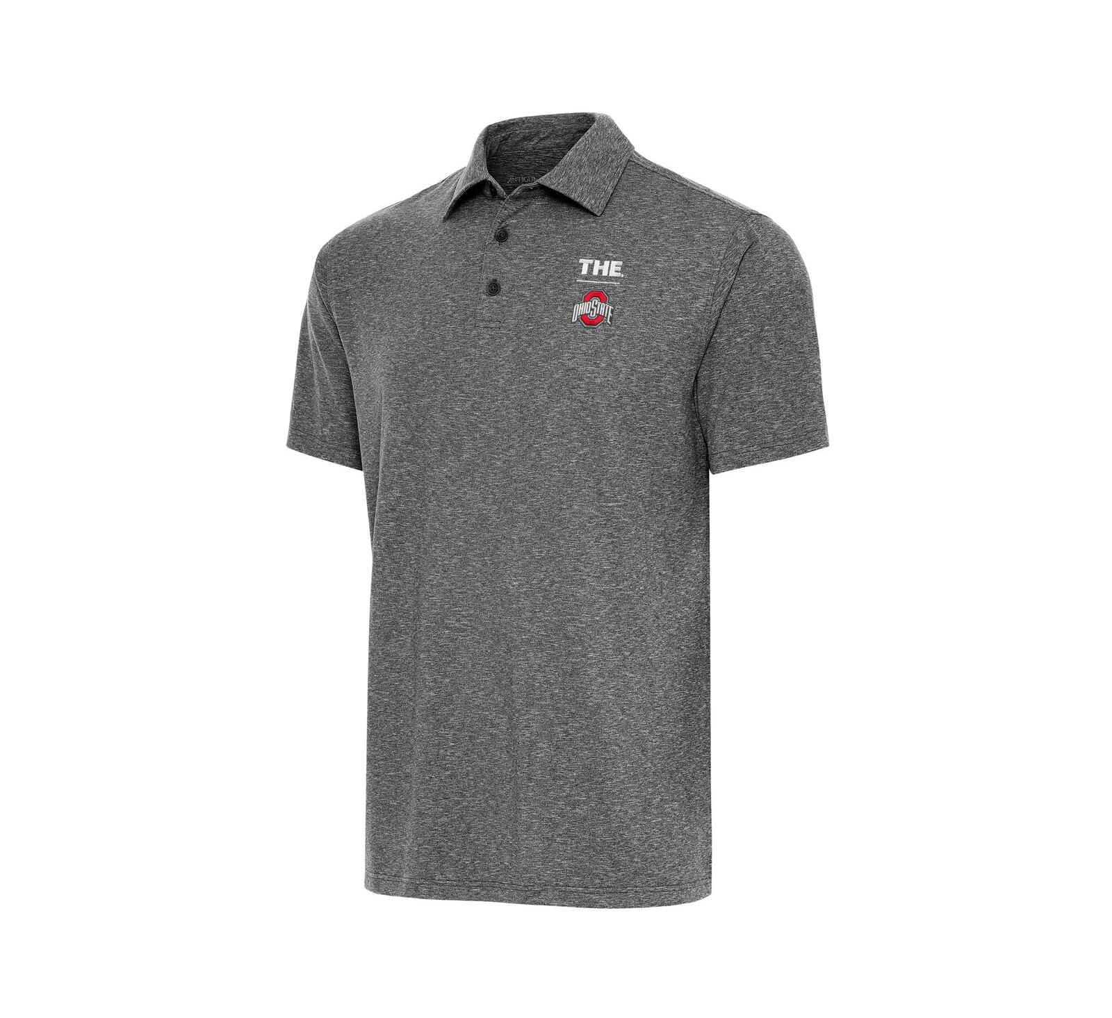 Поло рубашка Antigua Men's Heather Black Ohio State Buckeyes THE Par 3 Polo Shirt
