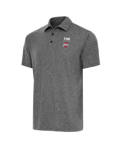 Antigua Men's Heather Black Ohio State Buckeyes THE Par 3 Polo Shirt