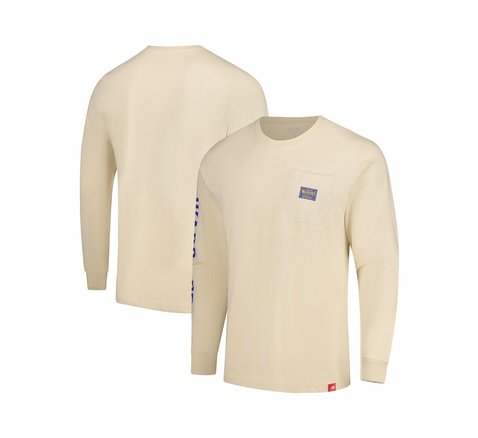 Футболка Sportiqe Men's and Women's Cream Golden State Warriors Wales Heavyweight с длинным рукавом