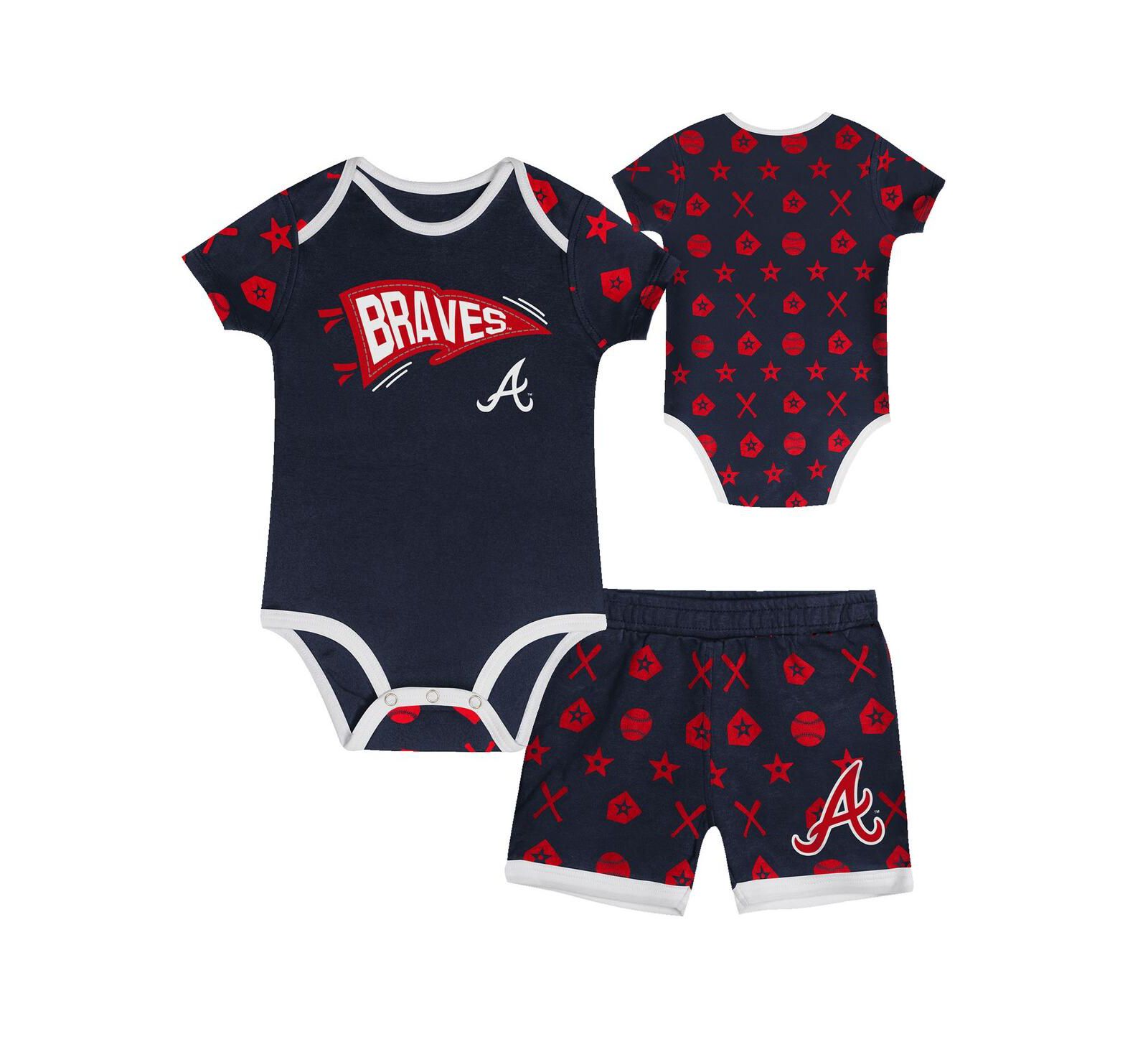 Outerstuff набор из 2 подгузников для мальчиков и девочек Atlanta Braves On Deck, Navy