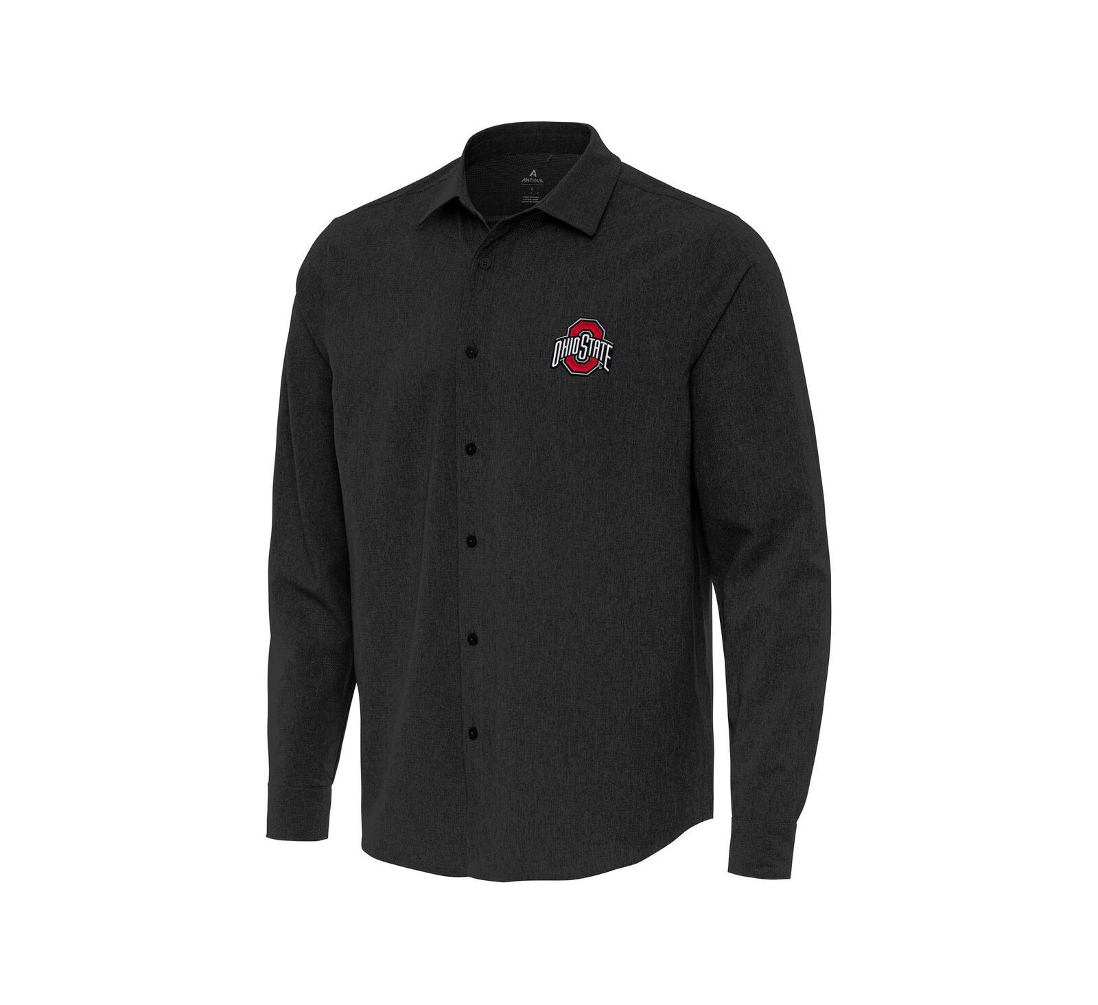 Antigua Men's Black Ohio State Buckeyes Exposure Woven Long Sleeve Button-Up Shirt