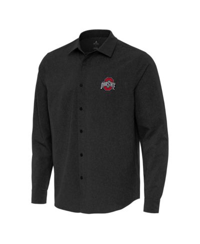 Antigua Мужская рубашка Antigua Black Ohio State Buckeyes Exposure Woven Long Sleeve Button-Up