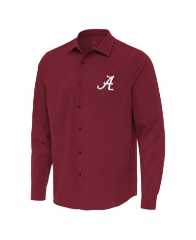 Мужская тканая рубашка с длинным рукавом на пуговицах Antigua Cardinal Alabama Crimson Tide Exposure
