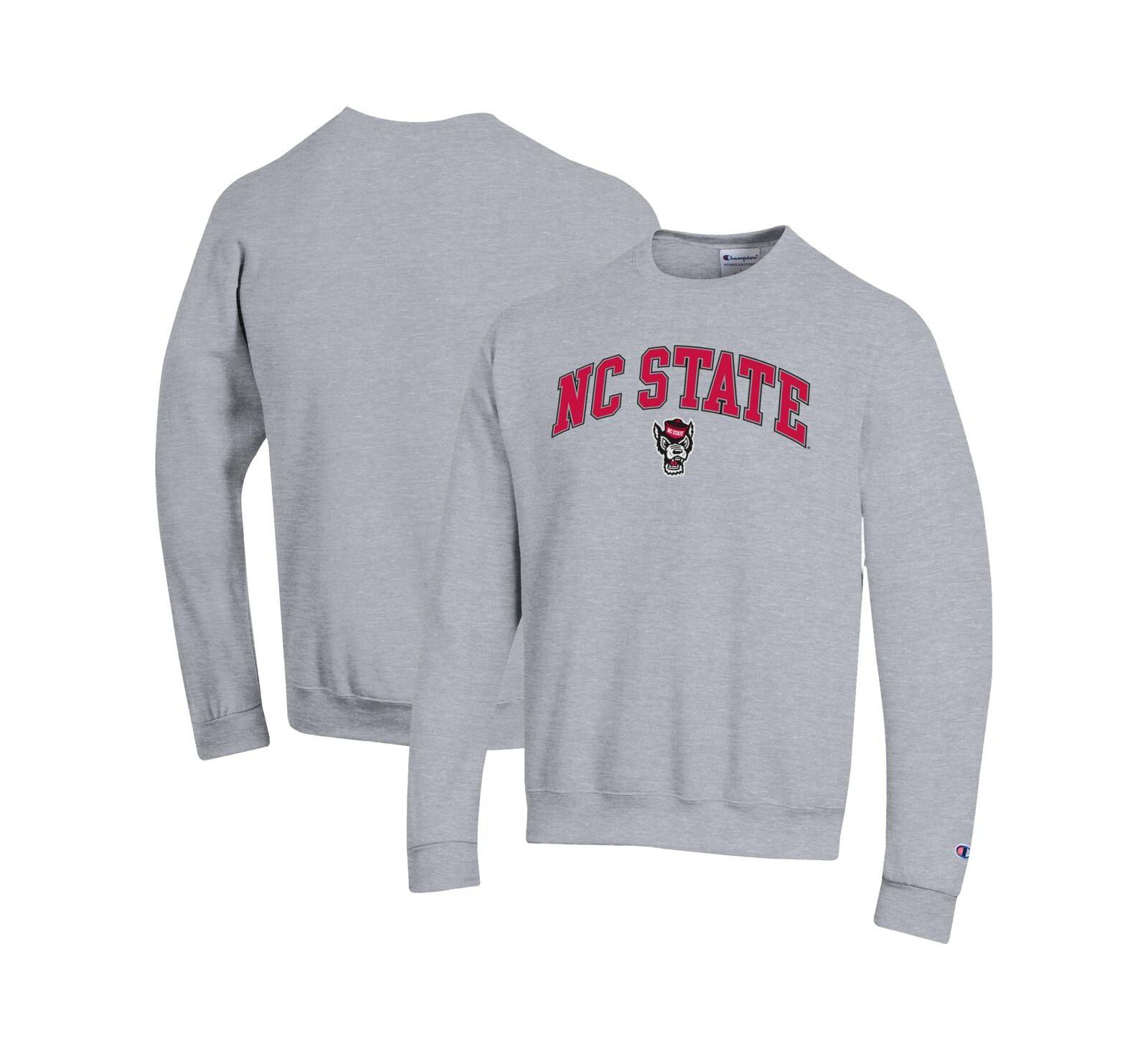 Мужское свитшот Champion Heather Gray NC State Wolfpack Arch Over Logo Pullover