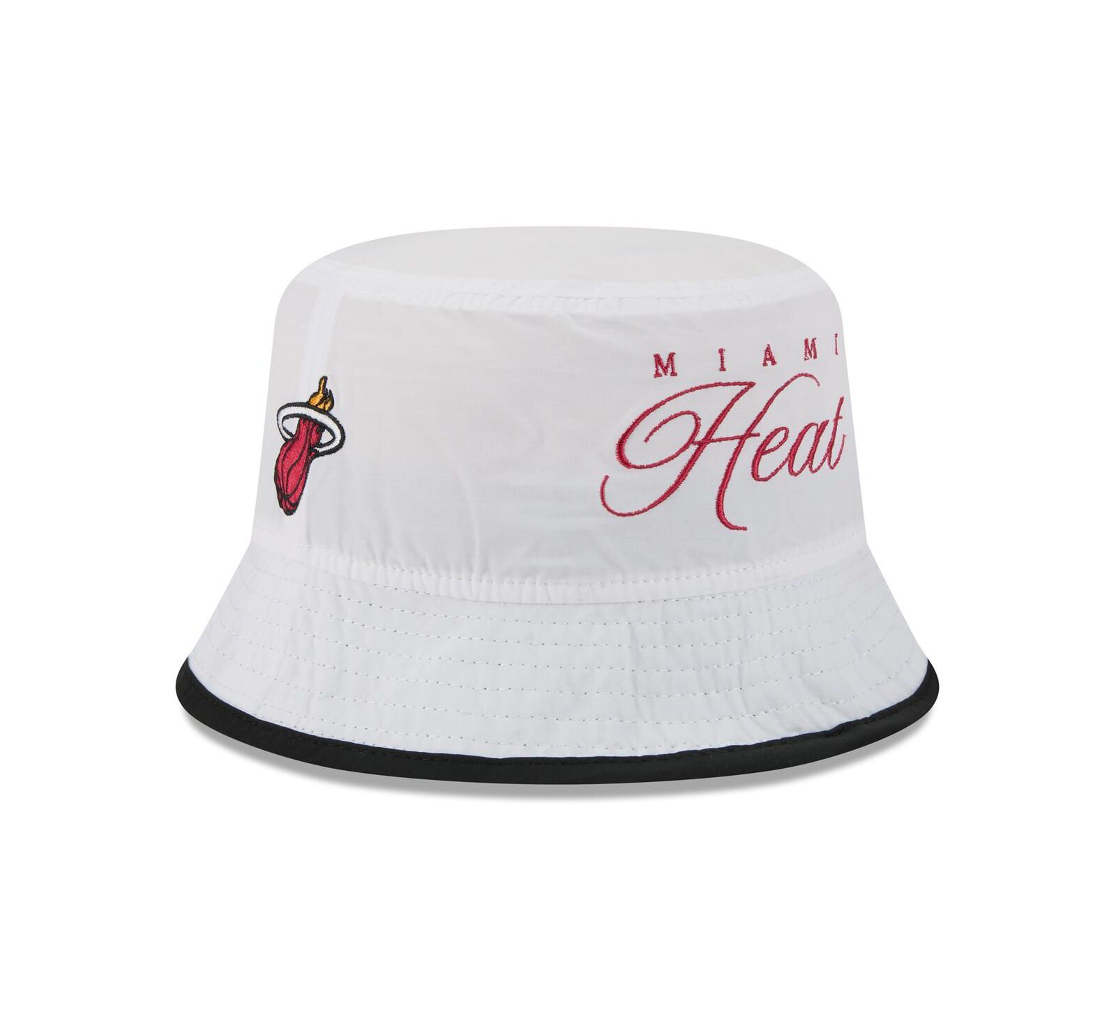 Мужская кепка New Era White/Black Miami Heat 2025 NBA Draft Nylon Bucket Hat