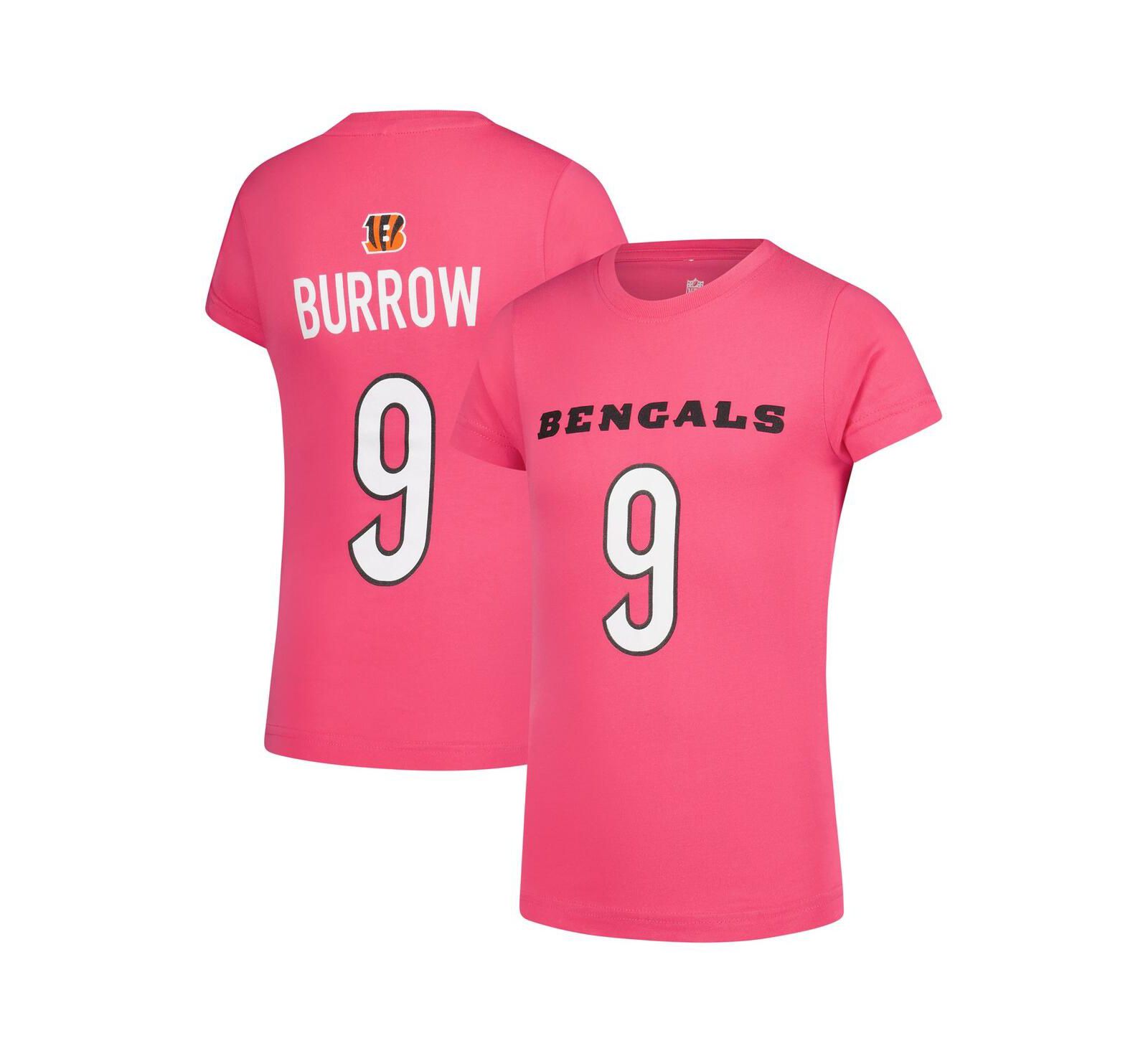 Детская футболка Nike Joe Burrow Pink Cincinnati Bengals с именем и номером игрока