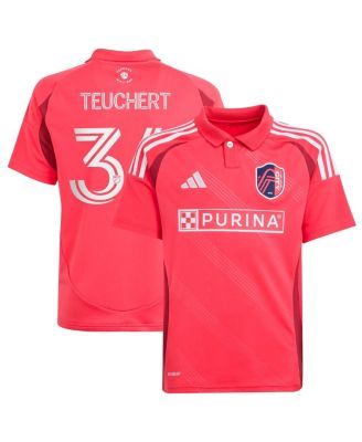 Adidas Big Boys and Girls Cedric Teuchert Pink St. Louis City SC 2025 Forever CITY Red Replica Player Jersey