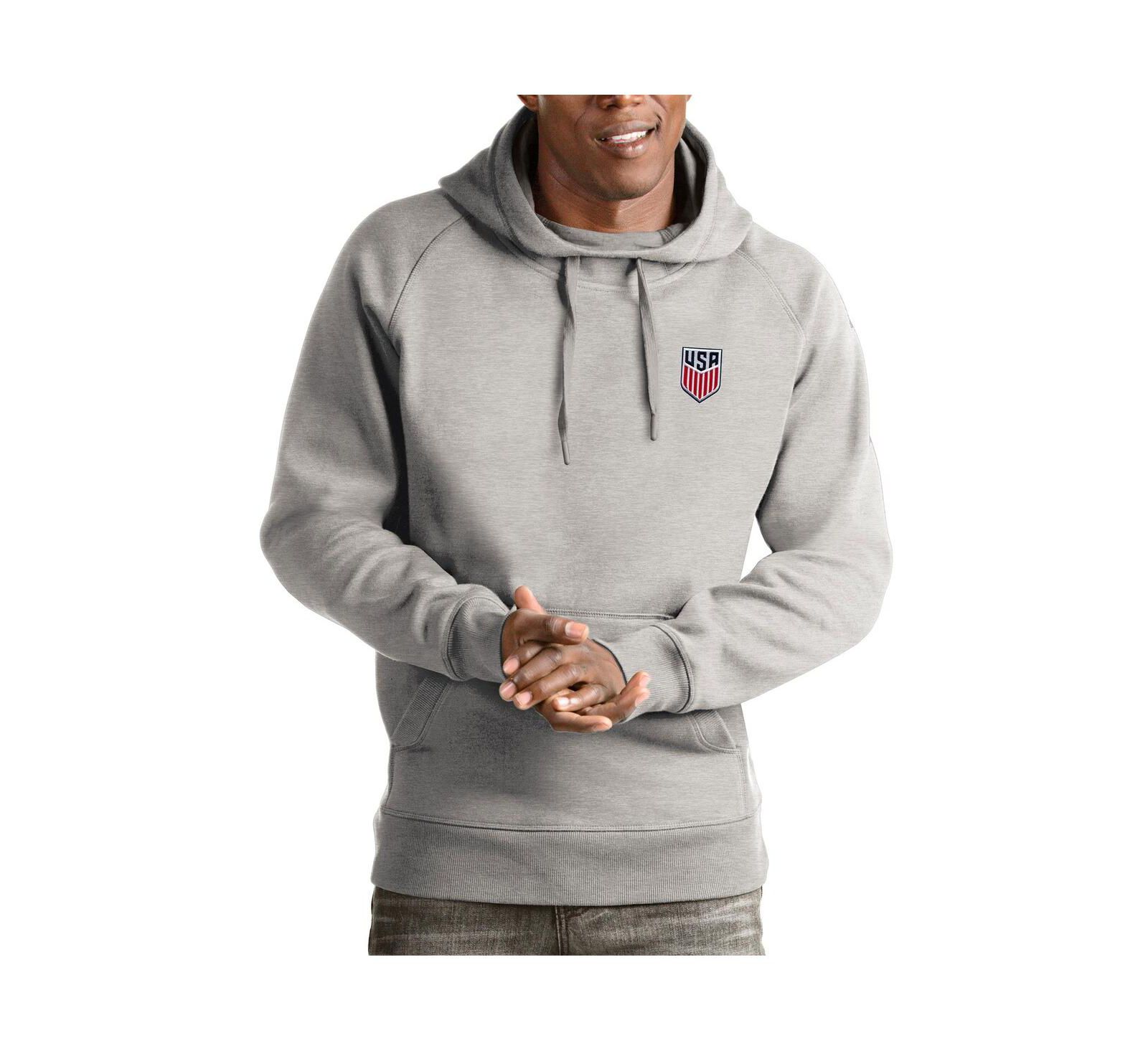 Antigua Men's Gray USMNT Victory Pullover Hoodie