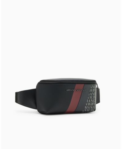 A|X Armani Exchange Men's Striped Detail Logo Graphic Belt Bag