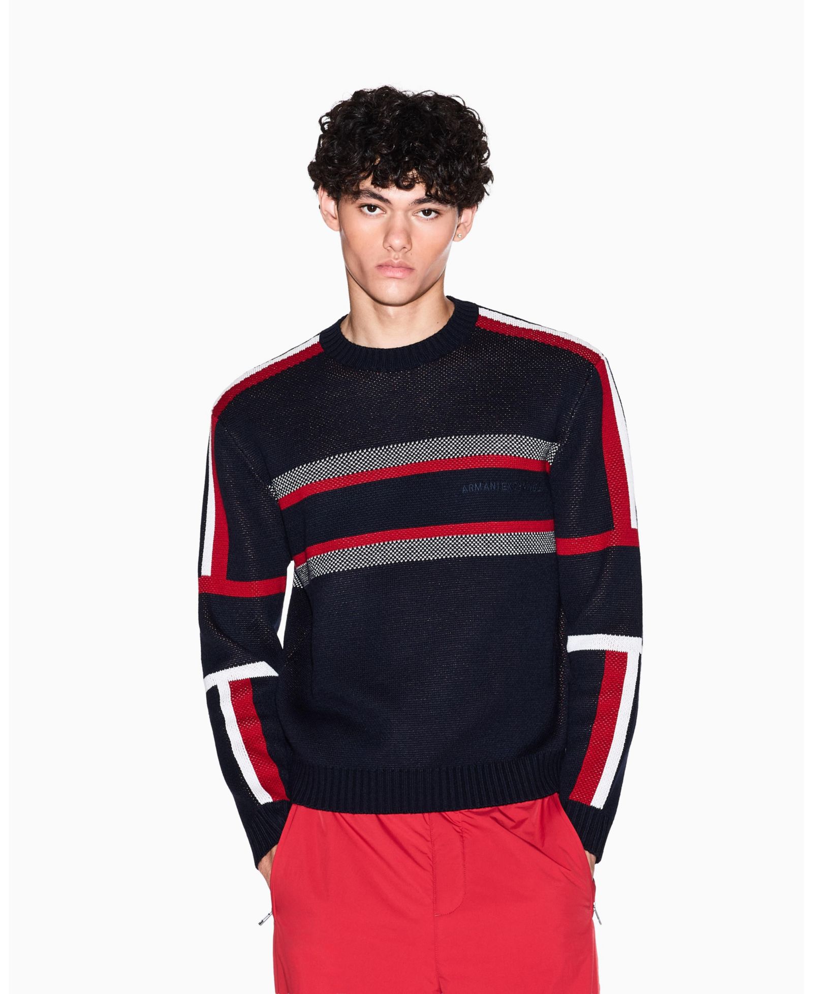 A|X Armani Exchange Men's Color Block Tape Sweater