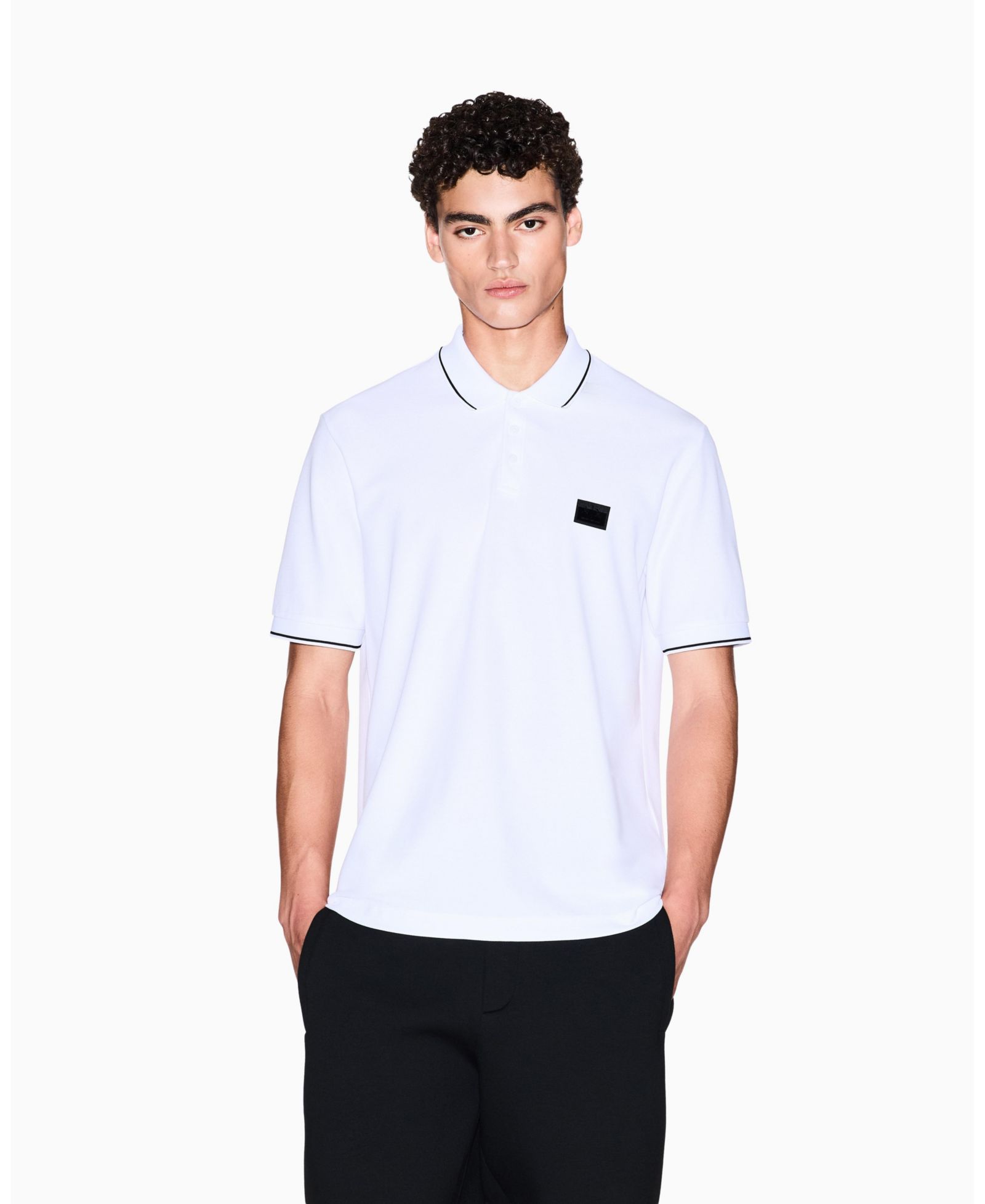 A|X Armani Exchange Men's Night Lab Short Sleeve Mercerized Cotton Pique Polo Shirt