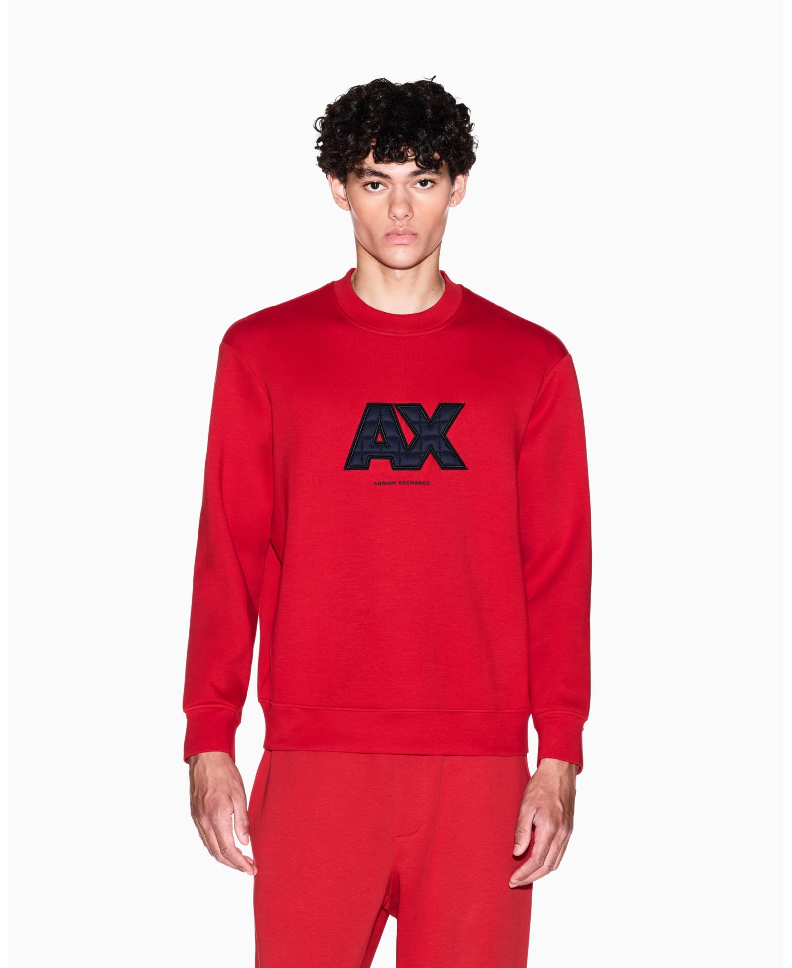 A|X Armani Exchange Men's Logo Quilted Crewneck Sweatshirt