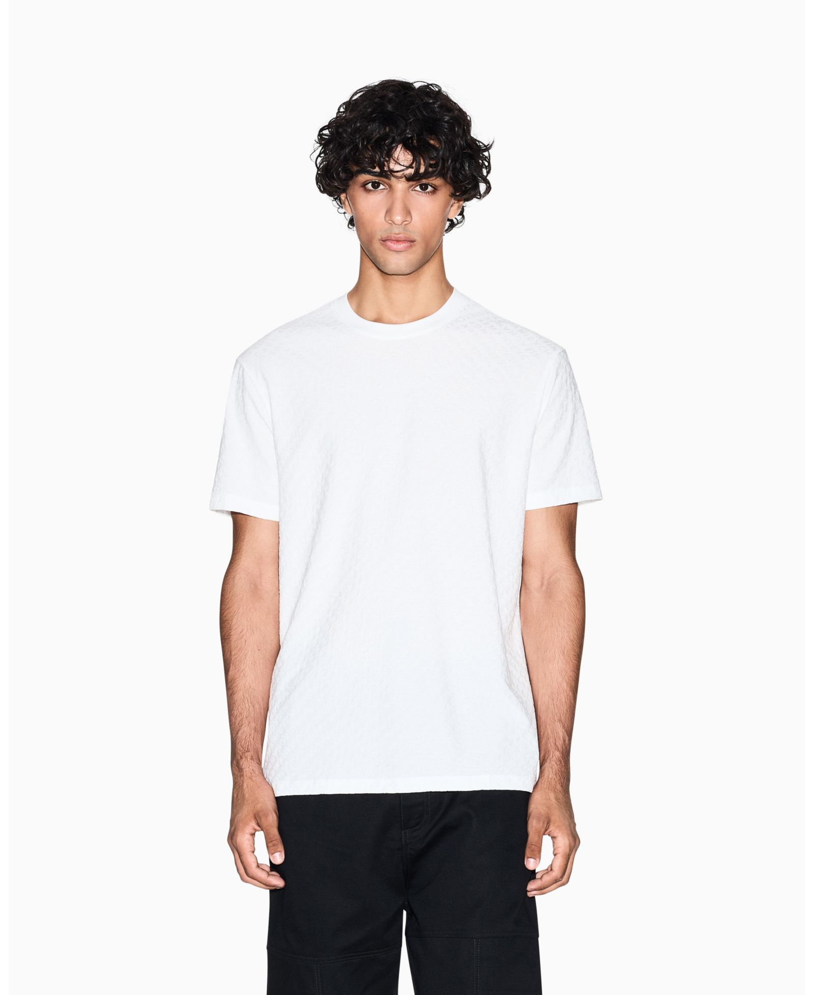 A|X Armani Exchange Men's Mercerized Jacquard Allover Logo T-Shirt