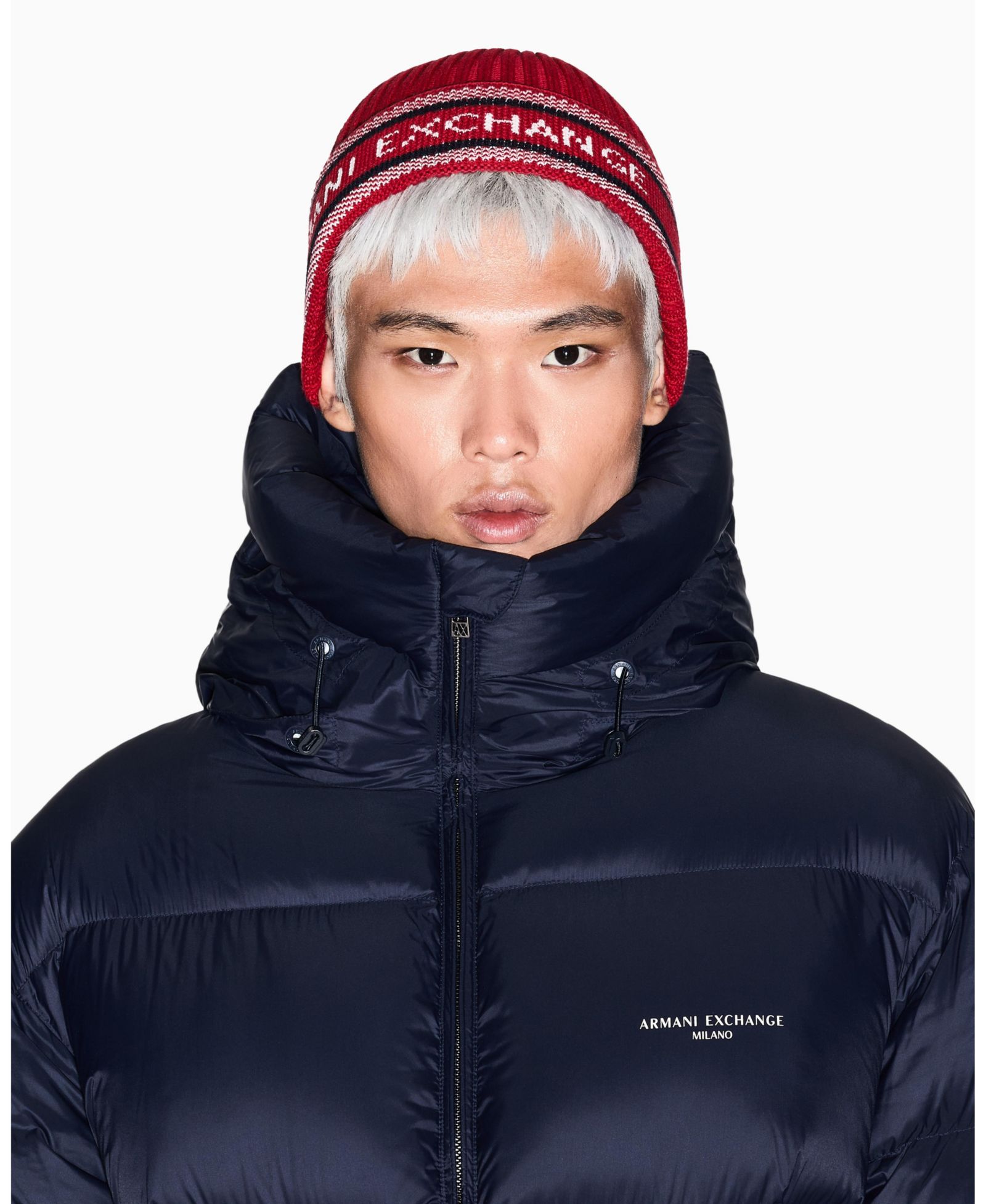 A|X Armani Exchange Men's Logo Tape Beanie Cap