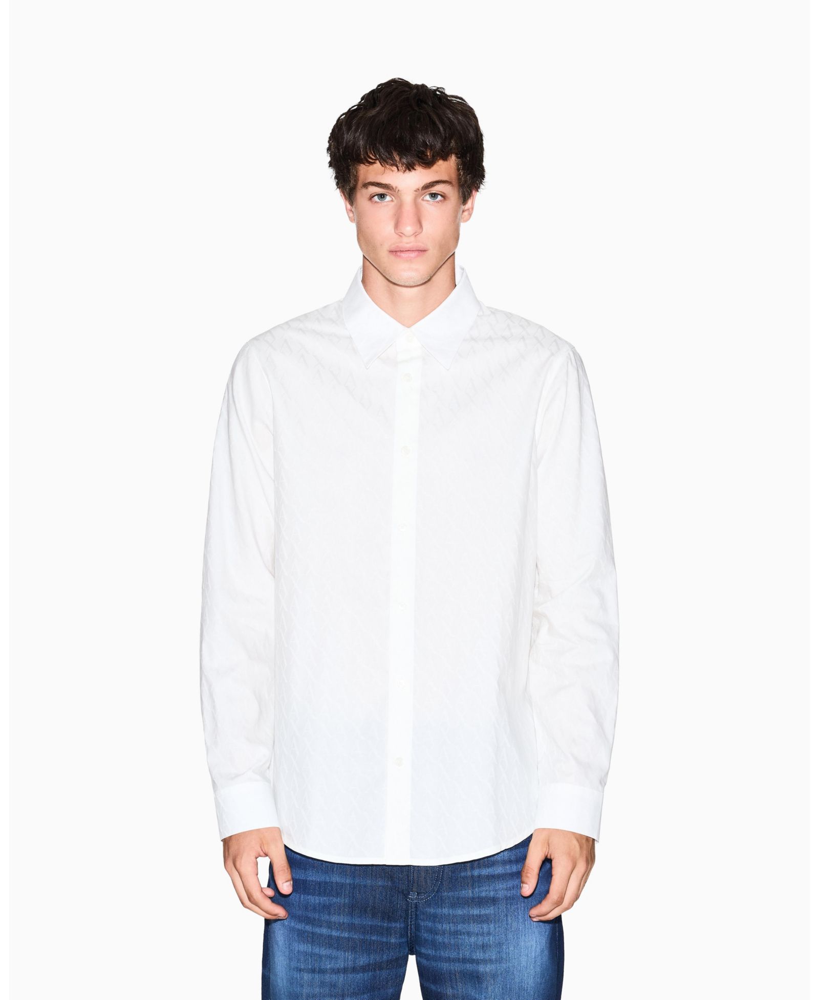 Мужская рубашка A|X Armani Exchange Regular-Fit Cotton Jacquard Allover Logo