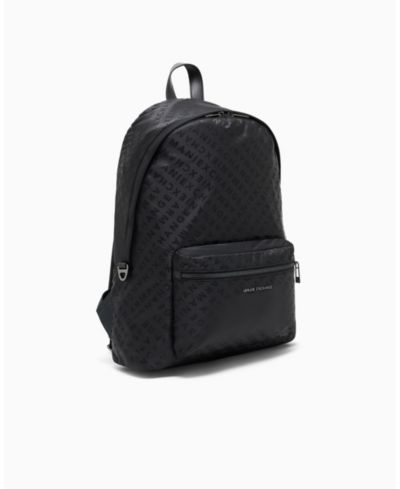 A|X Armani Exchange Men's Satin Jacquard Allover Logo Backpack