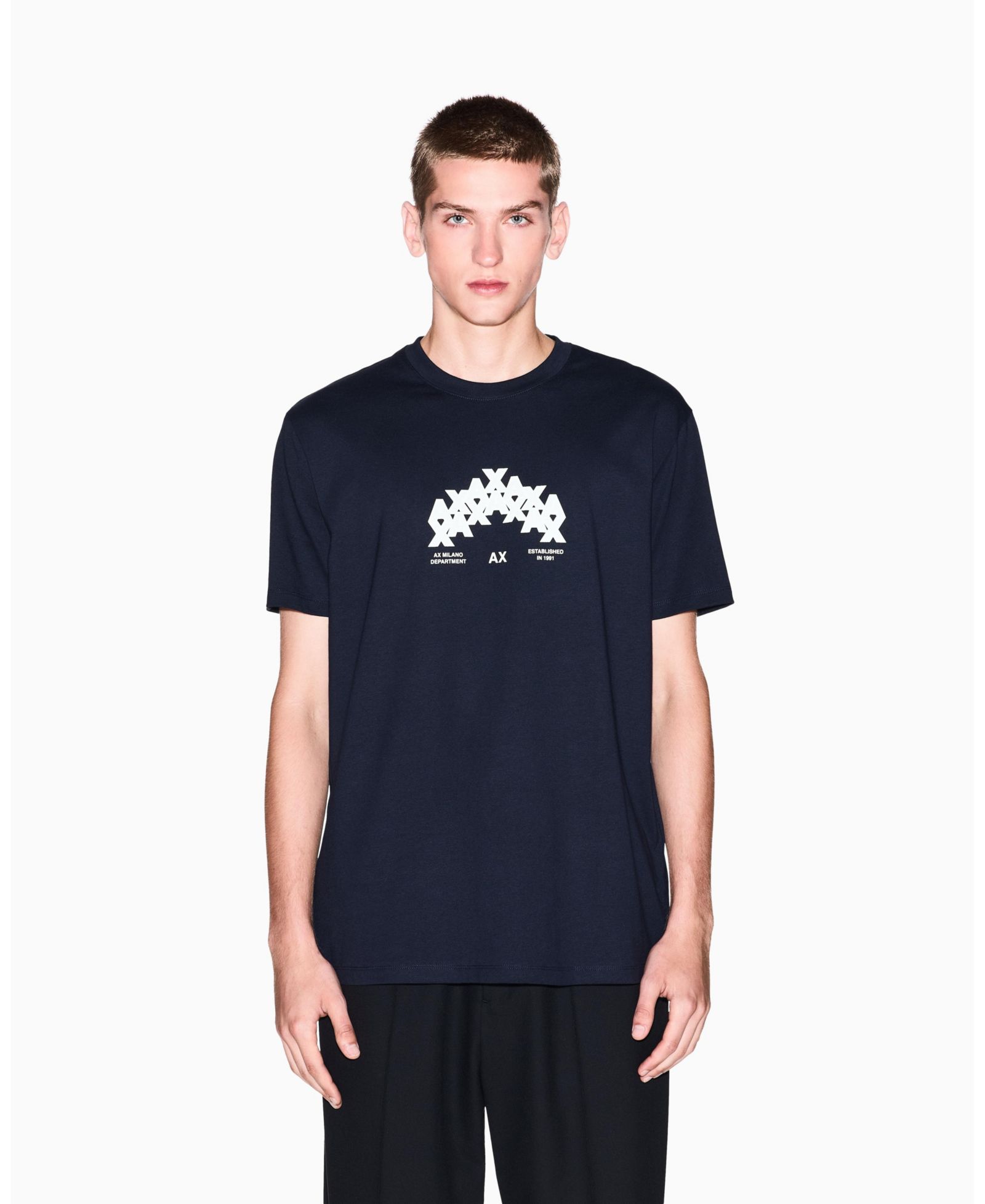 A|X Armani Exchange Men's Heavy Jersey Flocked A X Logo T-Shirt