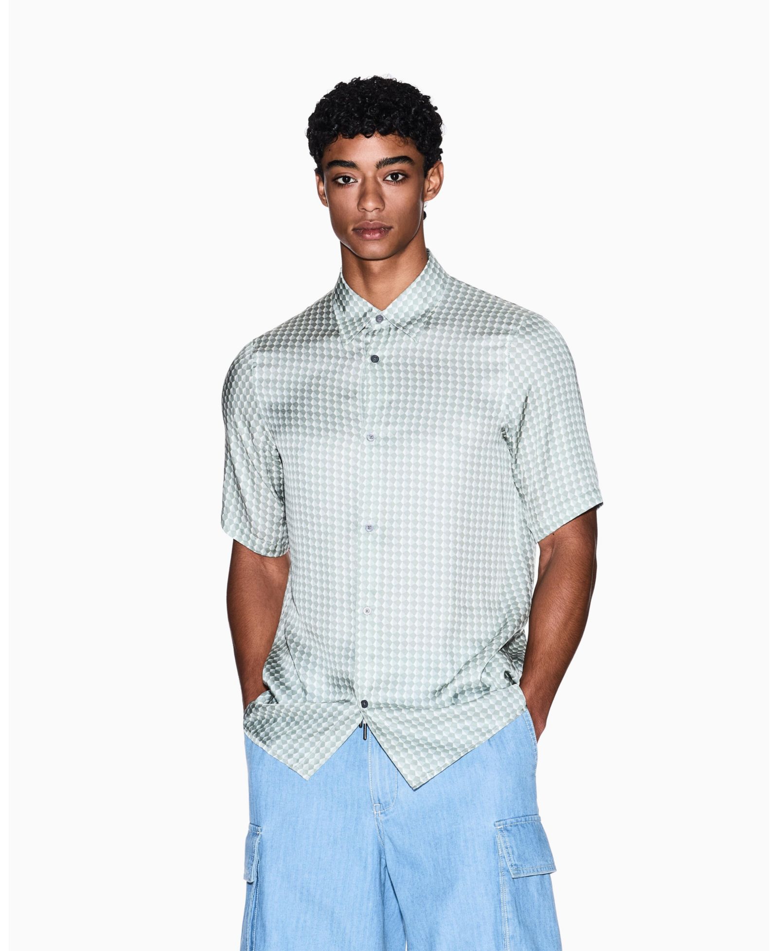 Рубашка A|X Armani Exchange Men's Short Sleeve Viscose Print Woven