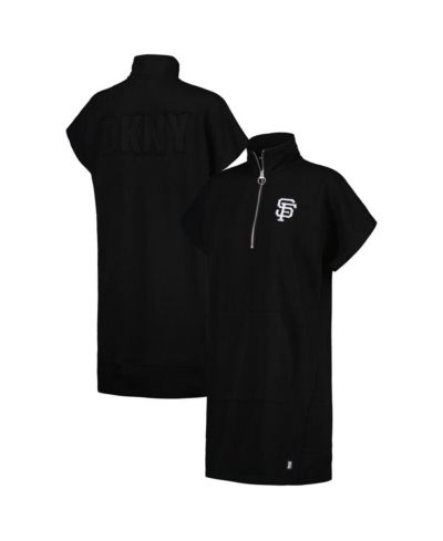 DKNY Women's Black San Francisco Giants Emily Quarter-Zip Sneaker Dress