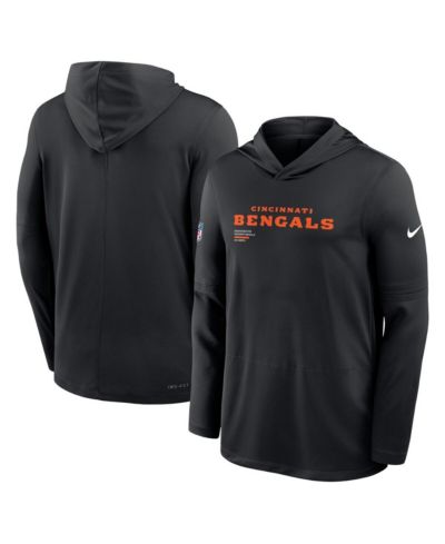 Nike Men's Black Cincinnati Bengals Big & Tall Sideline Performance Long Sleeve Hoodie T-Shirt