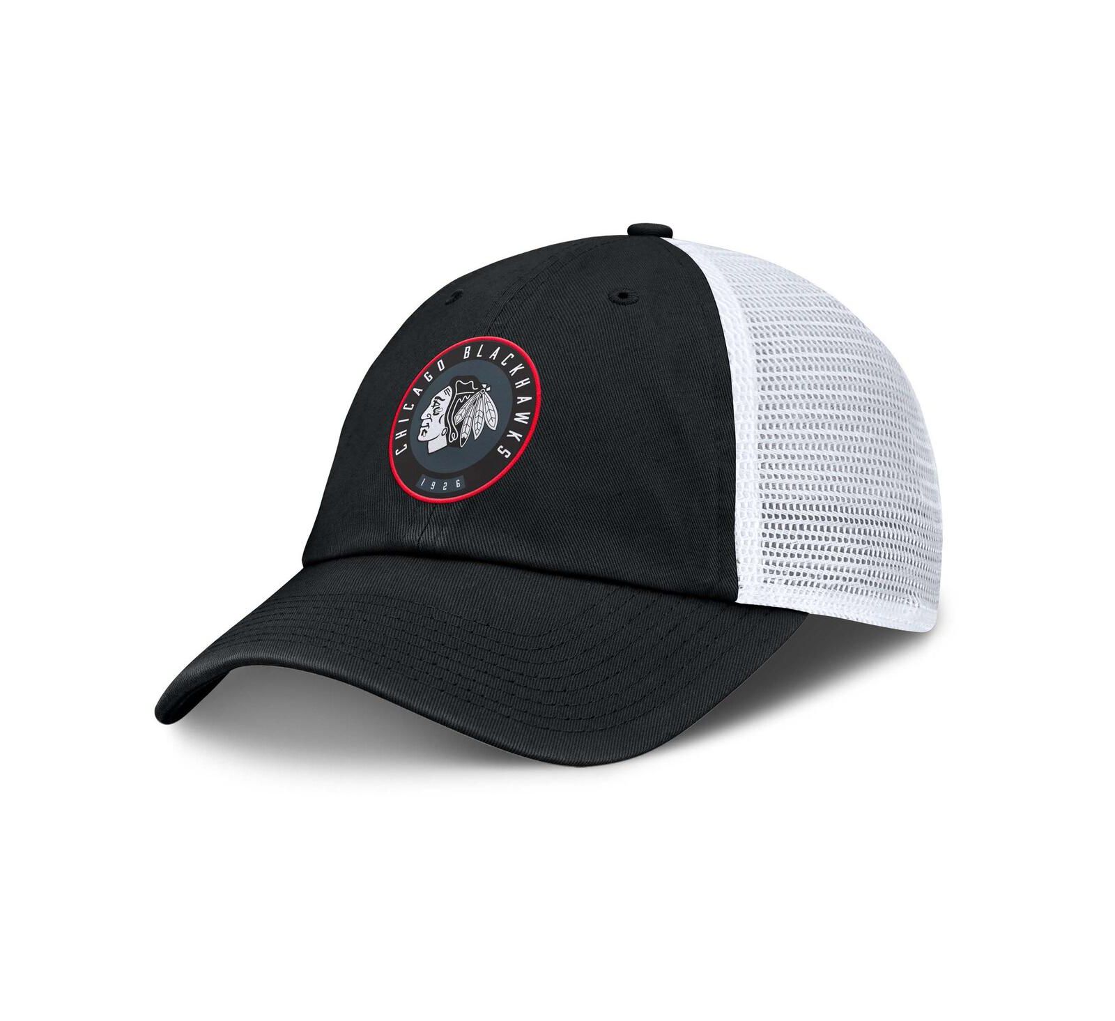 Fanatics Men's Black/White Chicago Blackhawks Averie Trucker Adjustable Hat