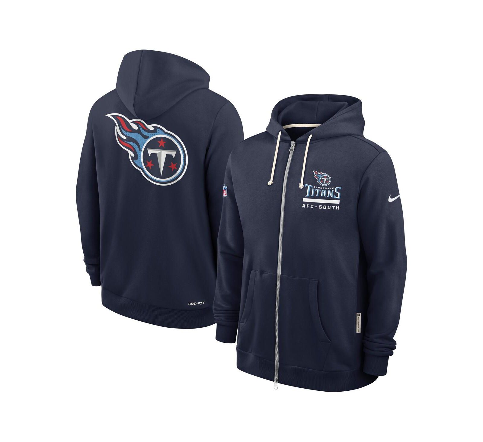 Мужское худи Nike с полной молнией Tennessee Titans Sideline Utility Player Performance, темно-синий