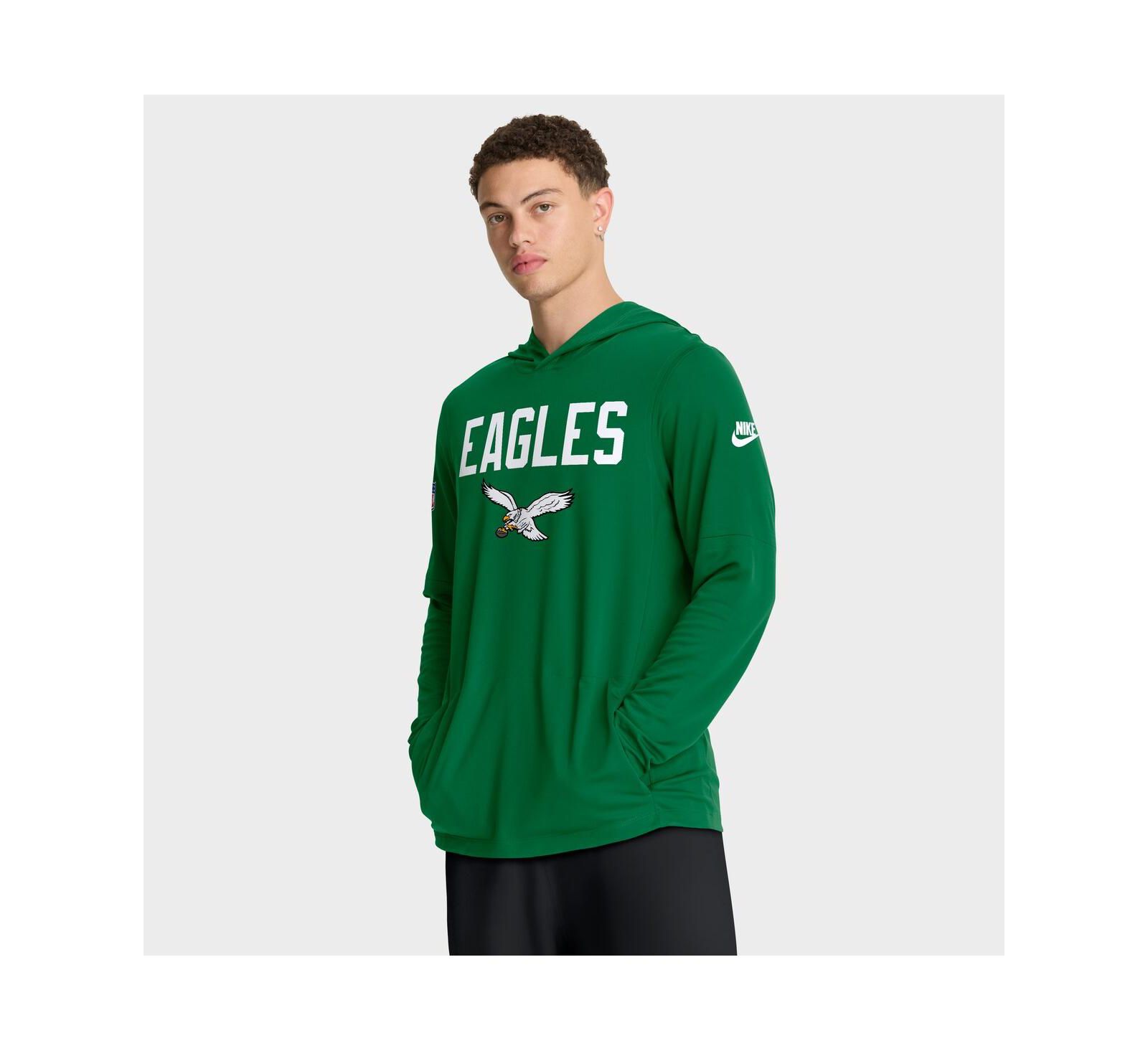 Nike Men's Green Philadelphia Eagles Alt Pack Pass Accuracy Performance Long Sleeve Hoodie T-Shirt