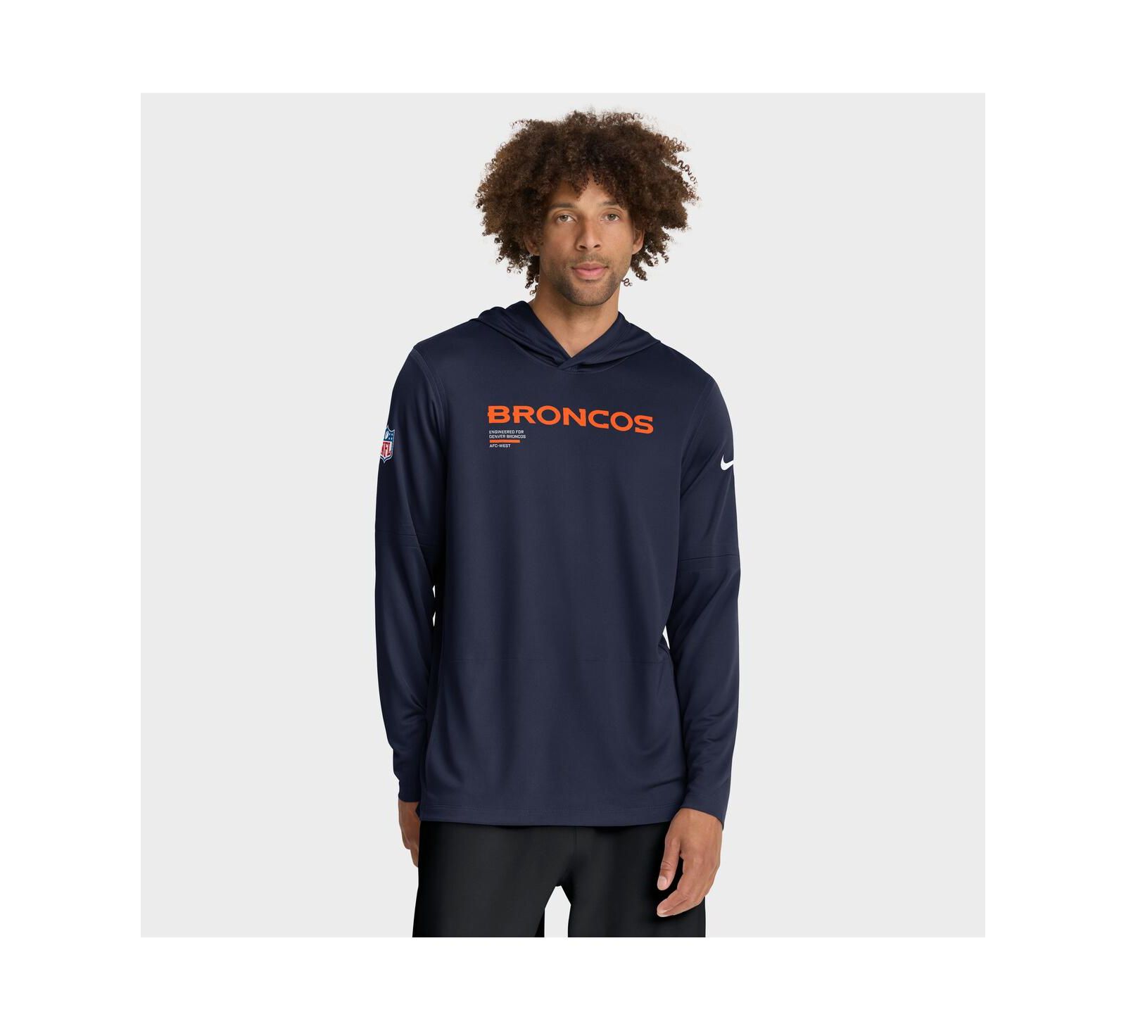 Мужская лонгслив-худи Nike Navy Denver Broncos Sideline Pure Fury Performance