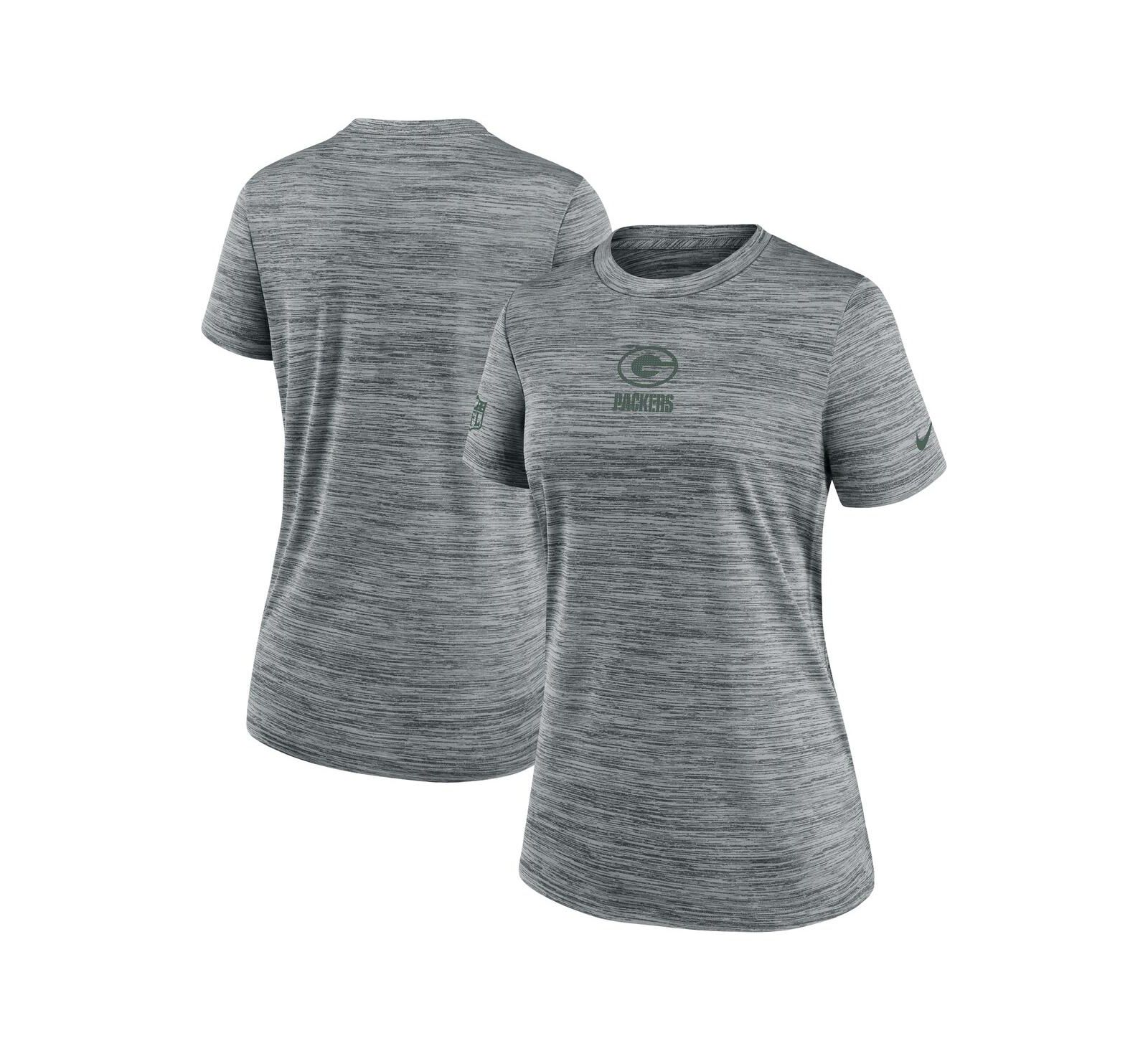 Nike Women's Gray Green Bay Packers Sideline Velocity Performance T-Shirt
