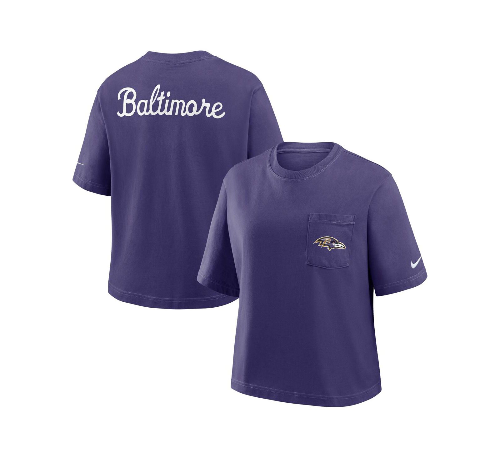 Nike Women's Purple Baltimore Ravens Rewind Pocket Boxy T-Shirt
