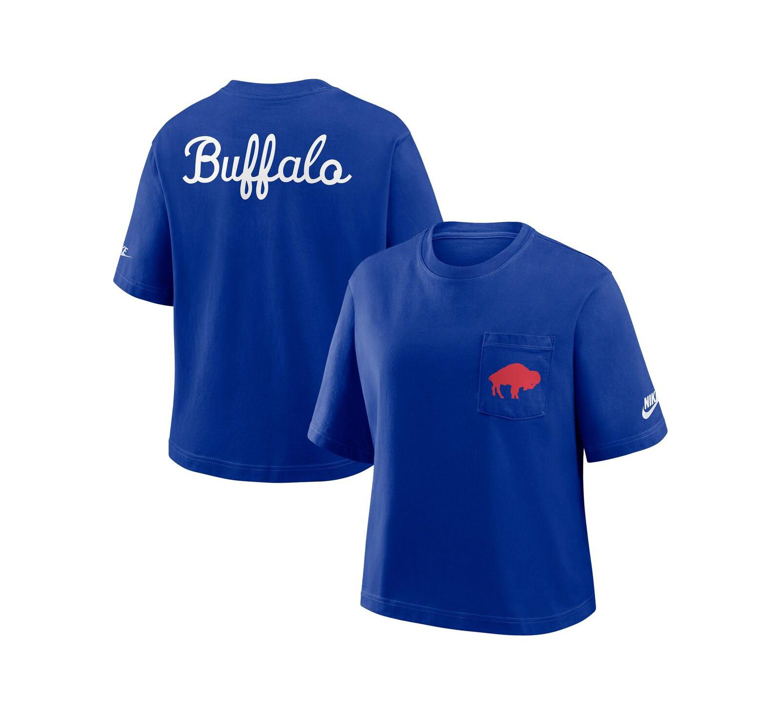 Nike Women's Royal Buffalo Bills Rewind Pocket Boxy T-Shirt