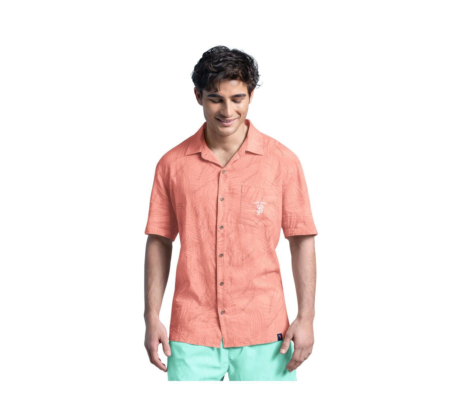 Margaritaville Men's Coral San Francisco Giants Linen Party Button-Up Shirt