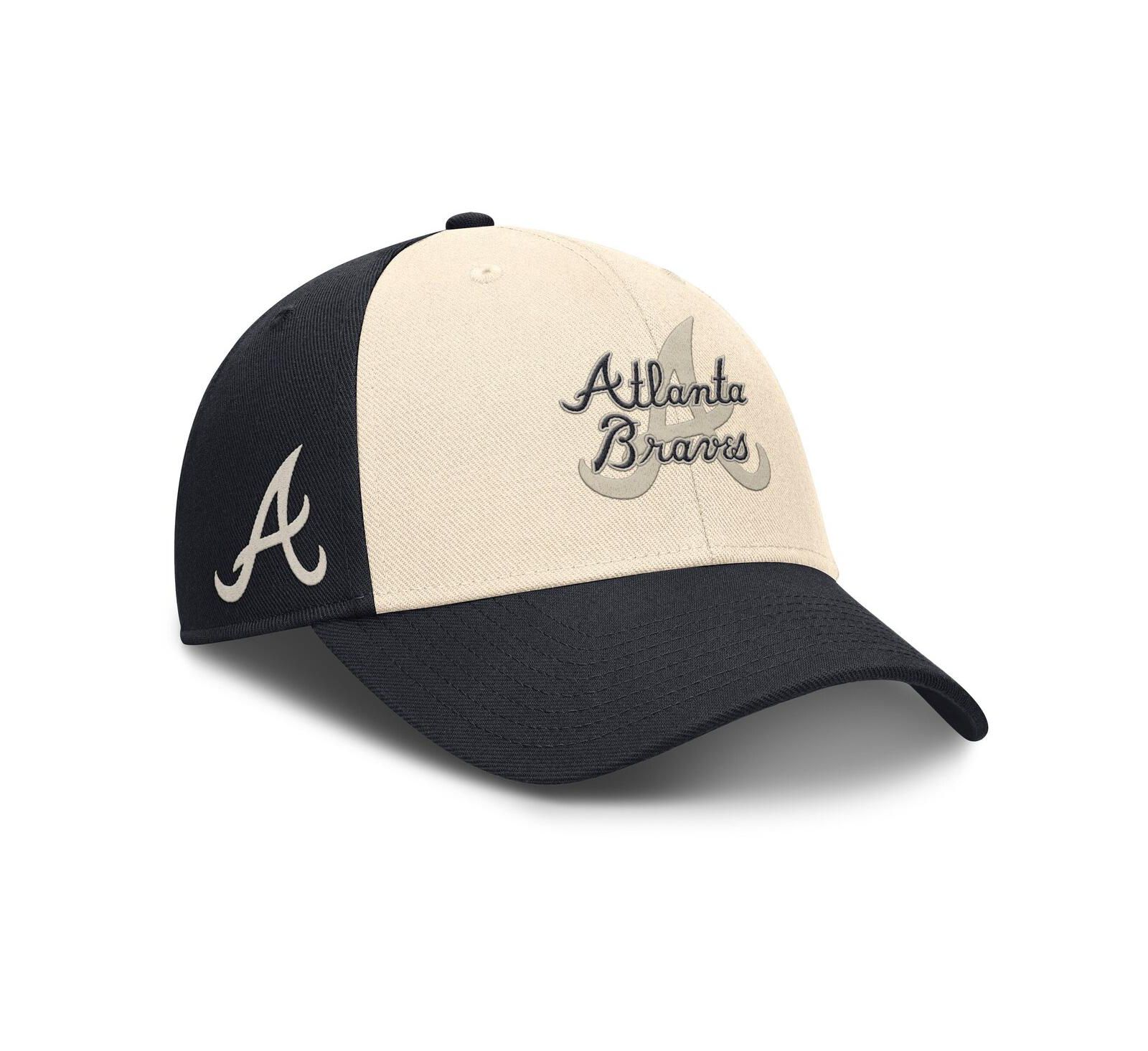 Мужская кепка Nike Atlanta Braves Statement Club Performance регулируемая, темно-синий/натуральный