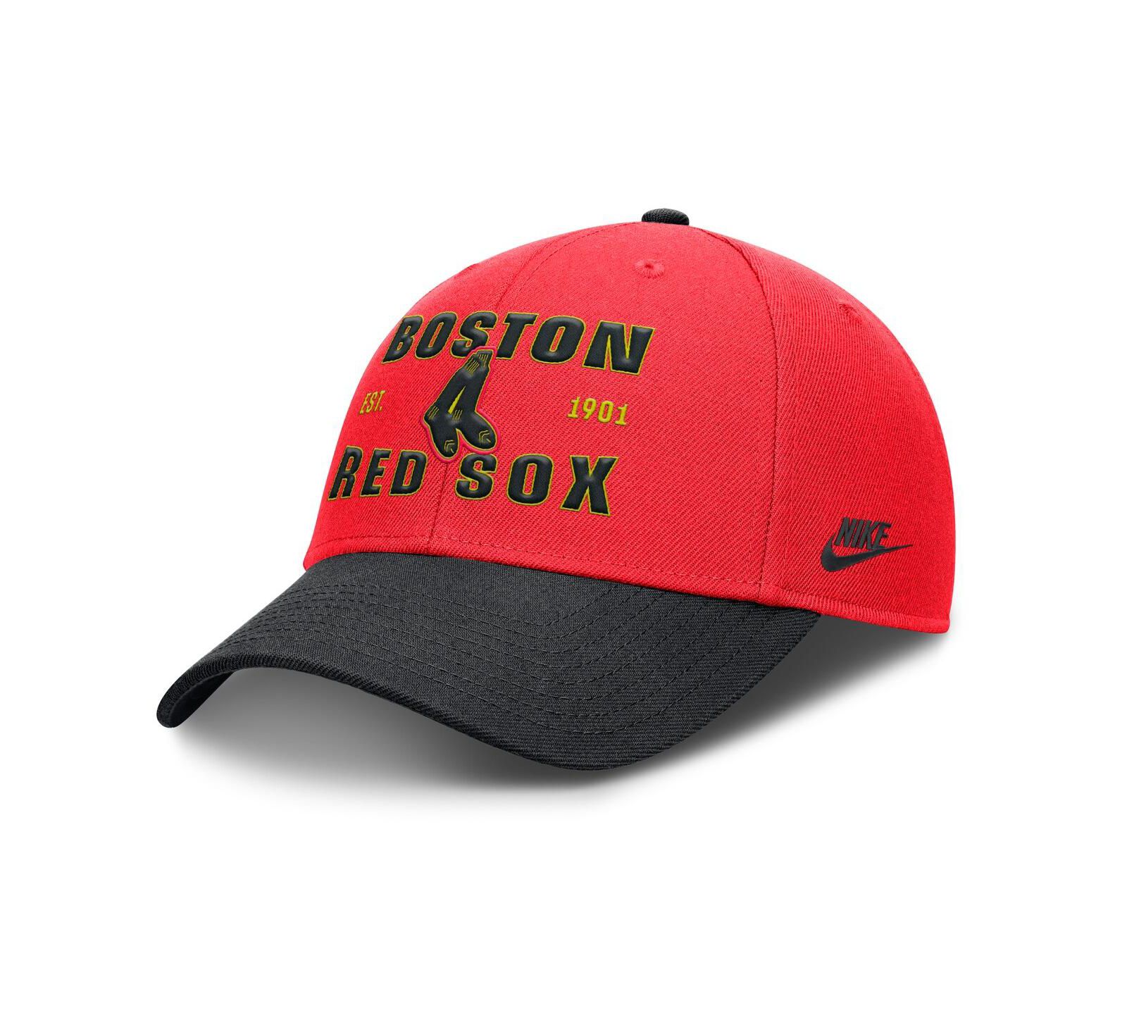 Мужская кепка Nike Crimson/Black Boston Red Sox Neon 90s Rise, регулируемая
