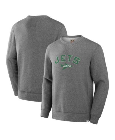 Мужская толстовка Fanatics Heather Gray New York Jets Loop Terry Pullover