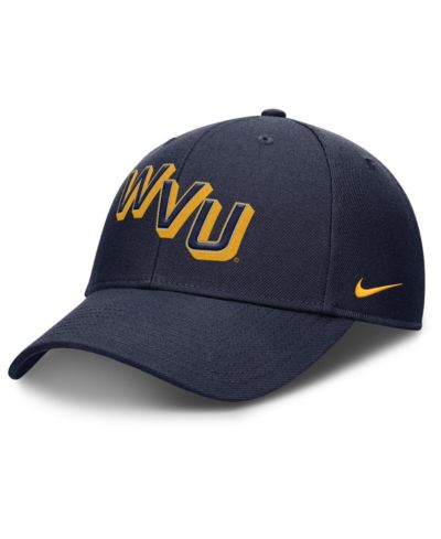 Nike Мужская регулируемая кепка Navy West Virginia Mountaineers Slanted Primetime Rise Performance