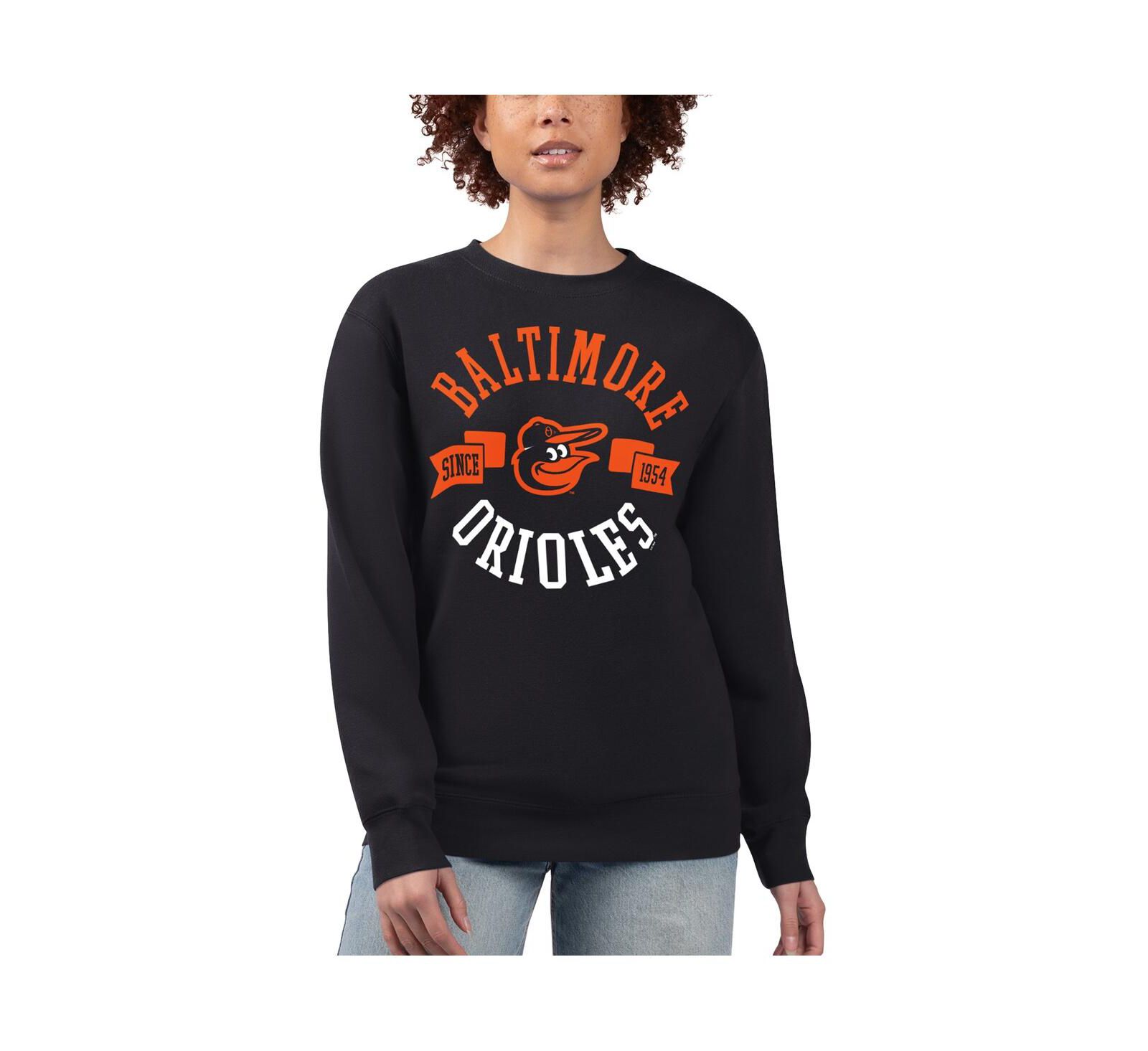 G-III 4Her by Carl Banks Women's Black Baltimore Orioles Team Logo Fleece Pullover Sweatshirt
