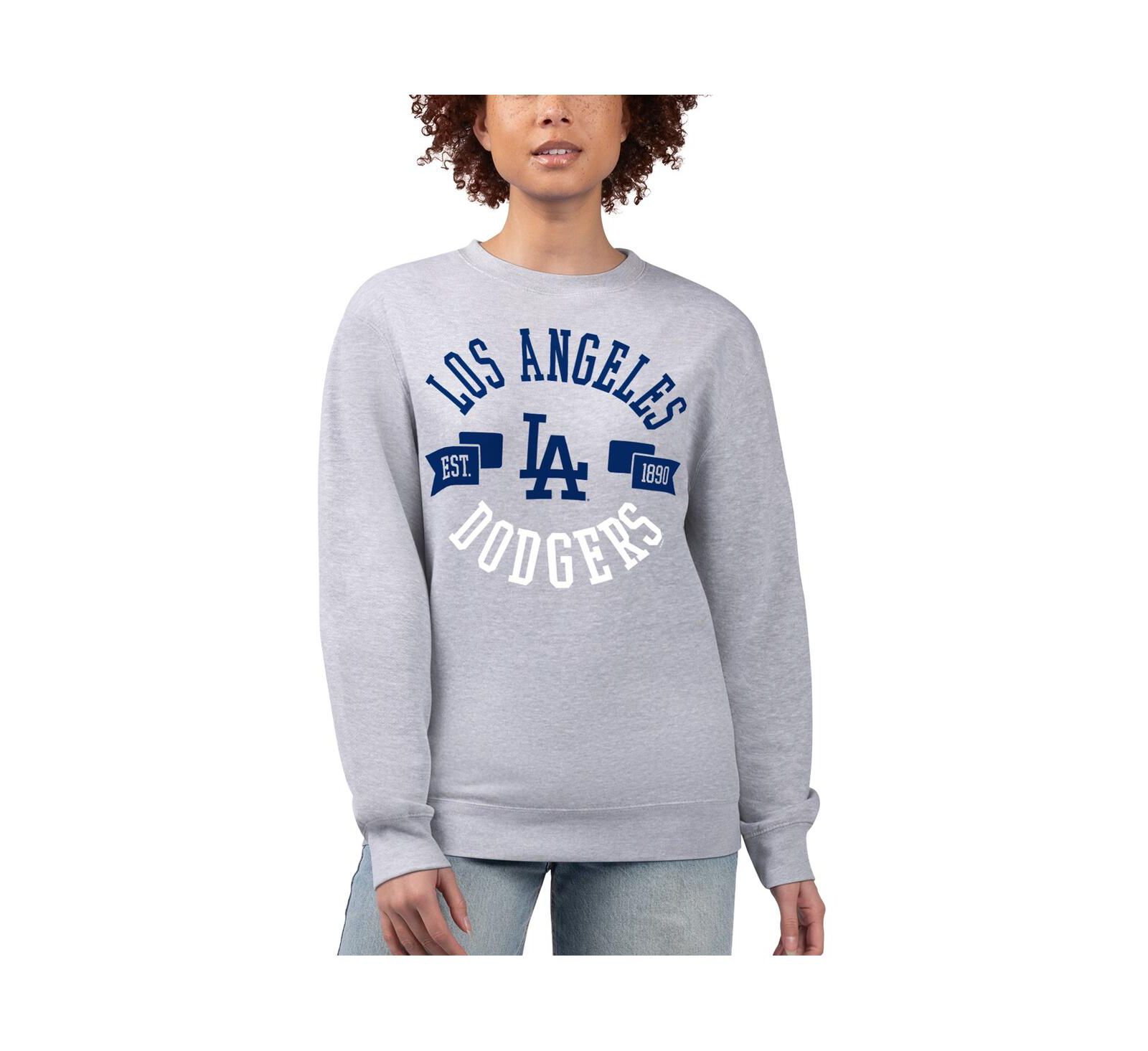Женская толстовка G-III 4Her by Carl Banks Los Angeles Dodgers Team Logo Fleece Pullover серого меланжевого цвета